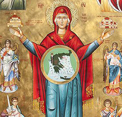 "Божья Mатерь Патриотка", фрагмент иконы 