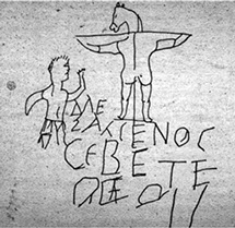 Древнеримская пропаганда: карикатура на Распятие, изображающая Христа в виде осла