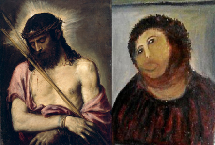 'Ecce Homo' by Titian and 'Ecce Homo' by Cecilia Giménez