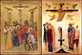 Roman Cathoic and Eastern Orthodox icon of Crucifixion