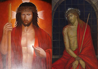 Pseudo-Christ (remenicent of 'The Magician' Tarot card) and icon 'Ecce Homo'