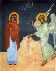 Aanounciation with the Cross, wall painting, Sister Ioanna (Reitlinger)