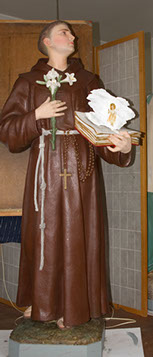The Vision of St Antony of Padua, statue